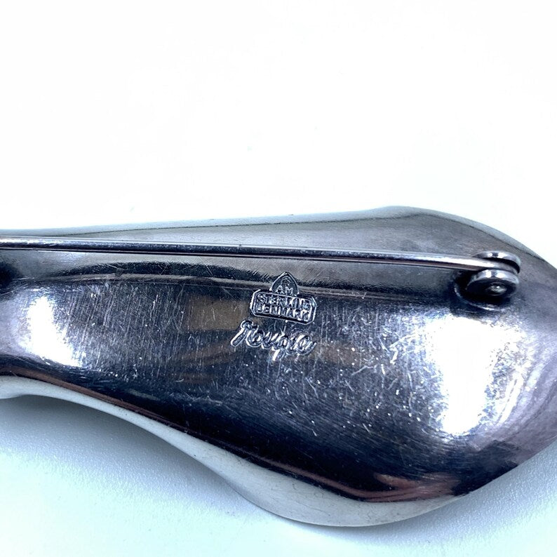 Vintage Danish Modernist Silver Leaf Brooch, Anton Michelsen Gertrude Engel Rougie Brooch