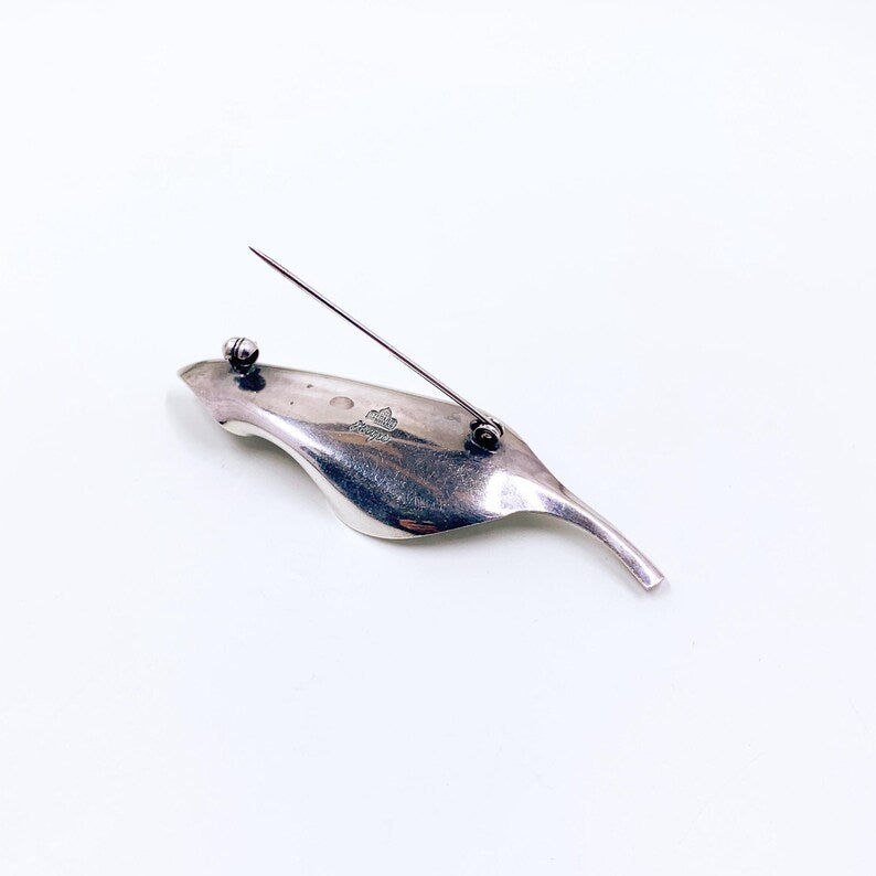 Vintage Danish Modernist Silver Leaf Brooch, Anton Michelsen Gertrude Engel Rougie Brooch