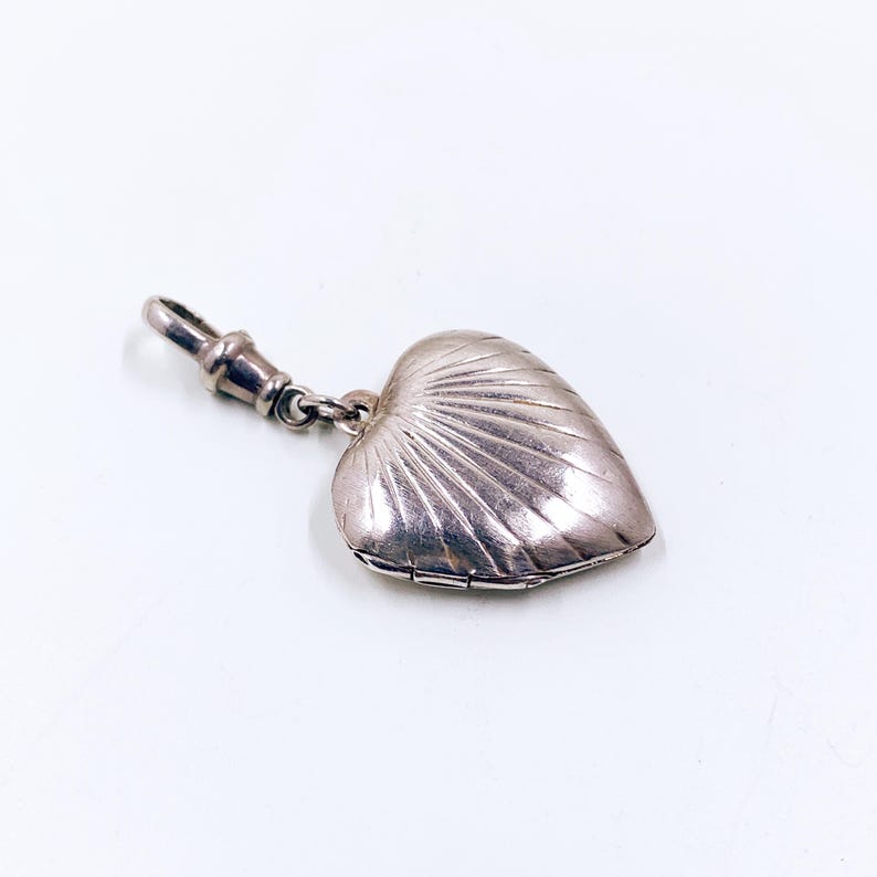 Silver Heart Engraved Locket with Swivel Clip Holder