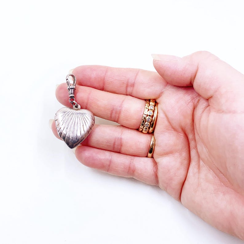 Silver Heart Engraved Locket with Swivel Clip Holder