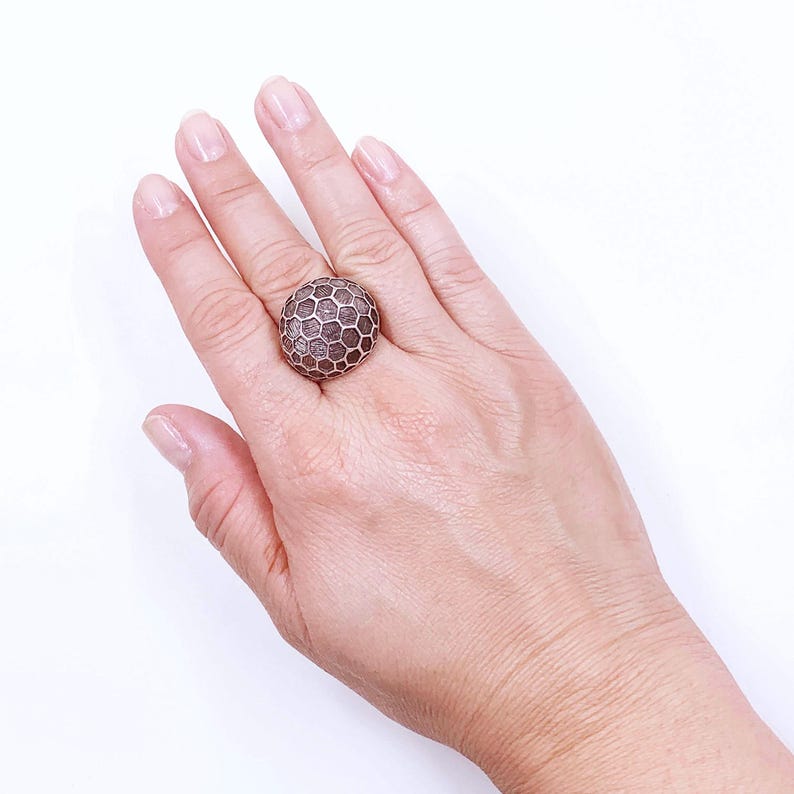 Vintage Mexican Modernist Honeycomb Ring, Size 7.5 Ring