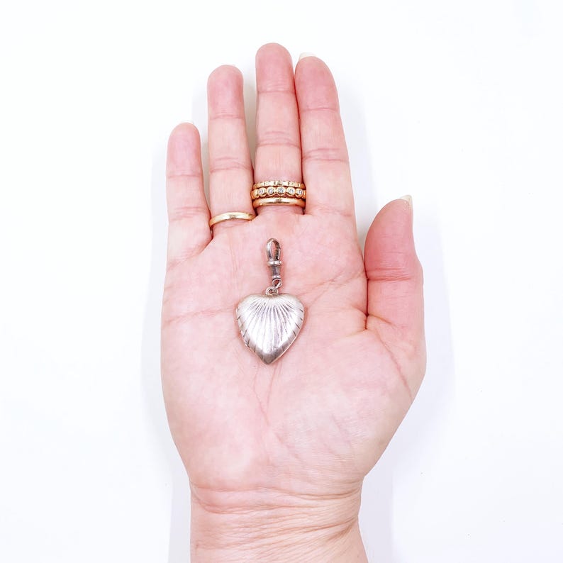 Silver Heart Engraved Locket with Swivel Clip Holder