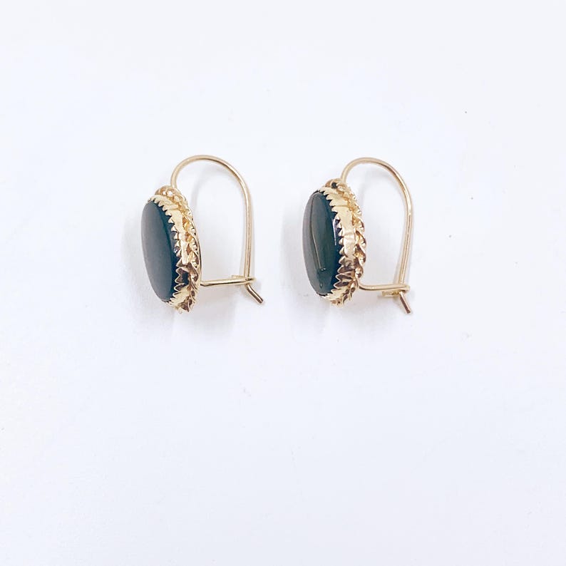 Estate 14K Gold Onyx Drop Earrings