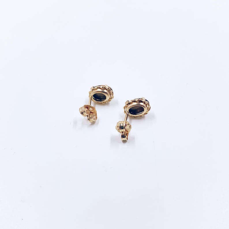 Estate 14K Gold Tiger's Eye Stud Earrings, 14K Small Studs