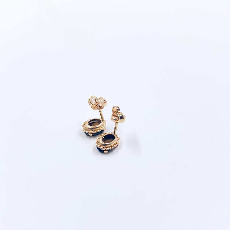 Estate 14K Gold Tiger's Eye Stud Earrings, 14K Small Studs
