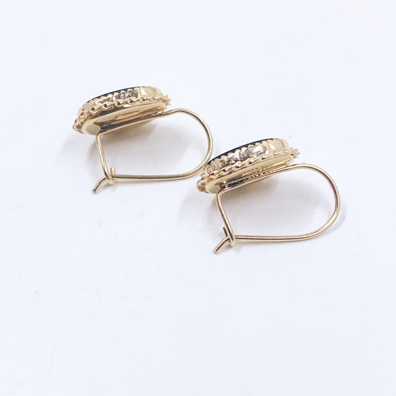 Estate 14K Gold Onyx Drop Earrings
