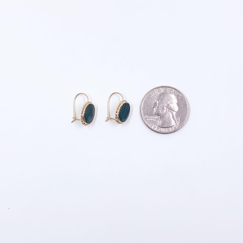 Estate 14K Gold Onyx Drop Earrings