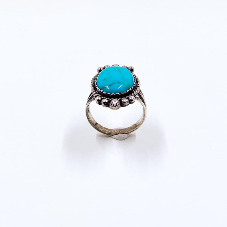 Vintage Sterling Southwest Turquoise Ring, Size 7 3/4 Ring