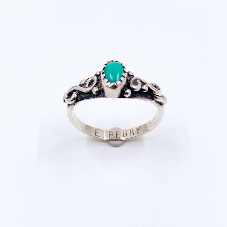 Vintage Sterling E. Begay Turquoise Ring, Size 6 3/4 Ring