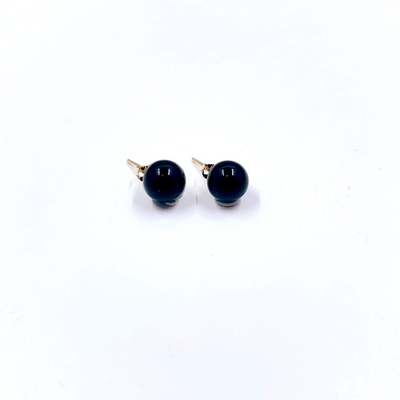 Estate 14K Gold Onyx Stud Earrings