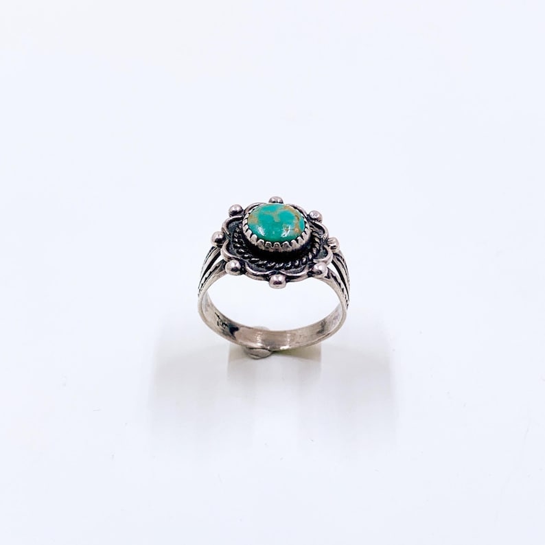 Vintage Sterling Bell Trading Post Turquoise Ring, Size 5 1/2 Ring