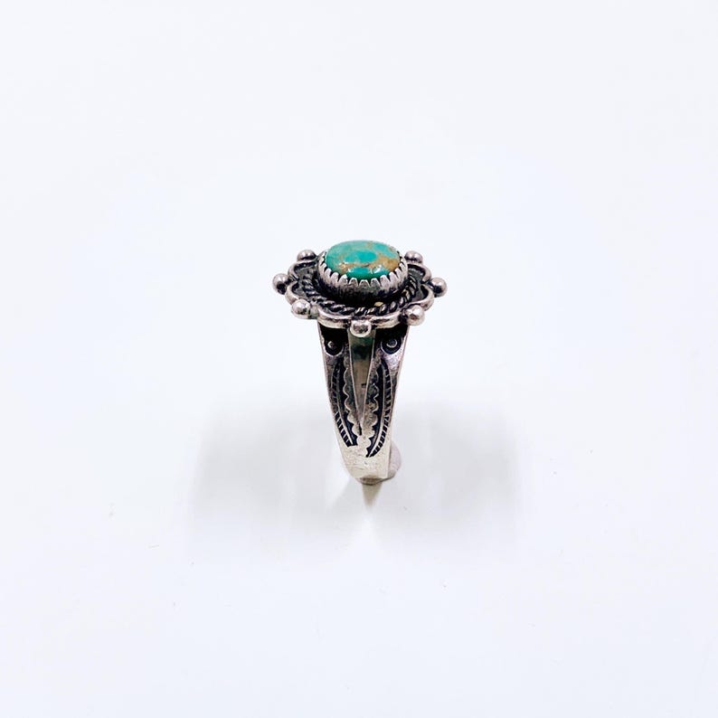 Vintage Sterling Bell Trading Post Turquoise Ring, Size 5 1/2 Ring