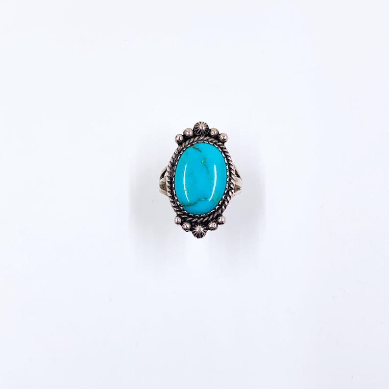 Vintage Sterling Southwest Turquoise Ring, Size 7 3/4 Ring