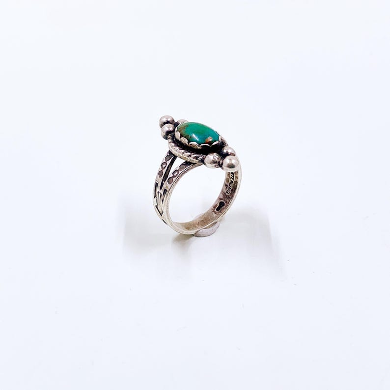 Vintage Sterling Southwest Turquoise Ring, Size 4 1/2 Ring