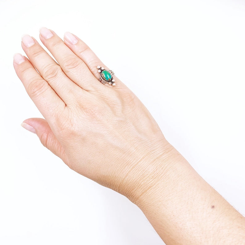 Vintage Sterling Southwest Turquoise Ring, Size 4 1/2 Ring
