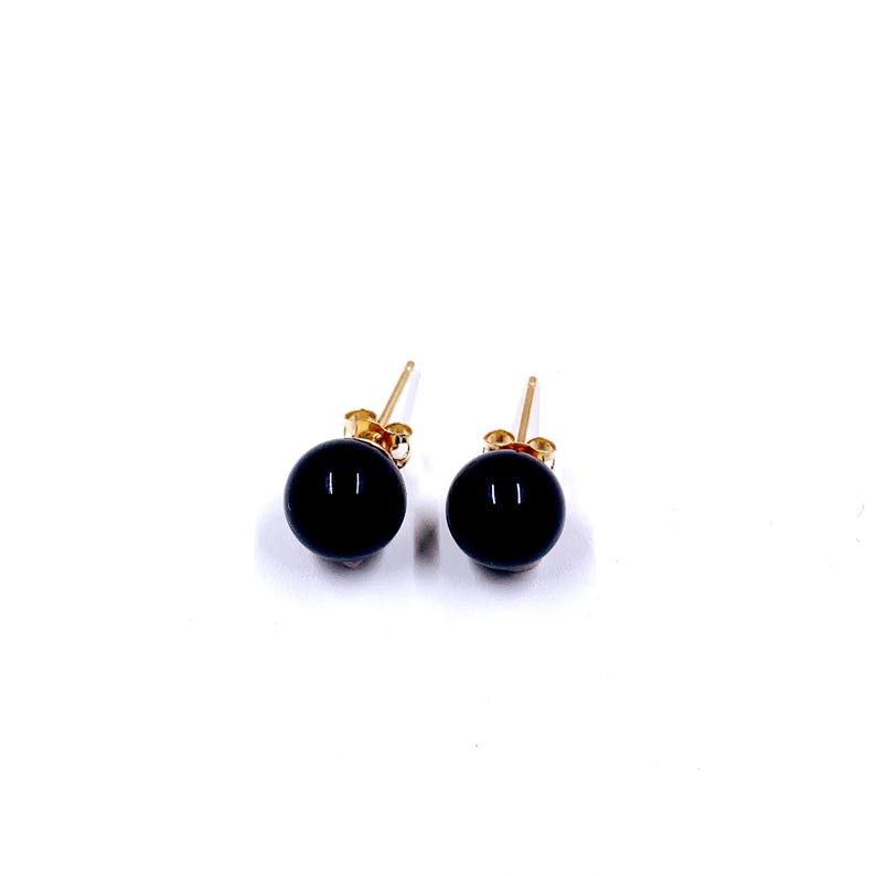 Estate 14K Gold Onyx Stud Earrings
