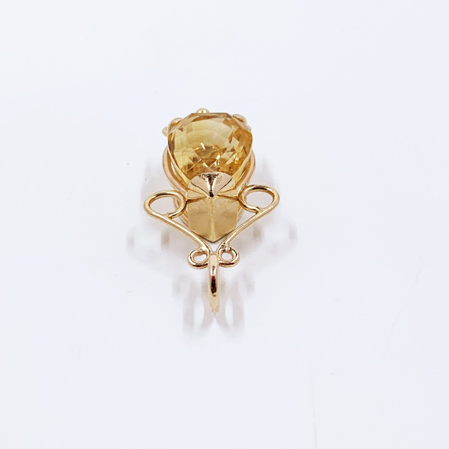 Vintage 14k Gold Wire Citrine Pendant | Pear Shape Citrine Pendant | November Birthstone Pendant