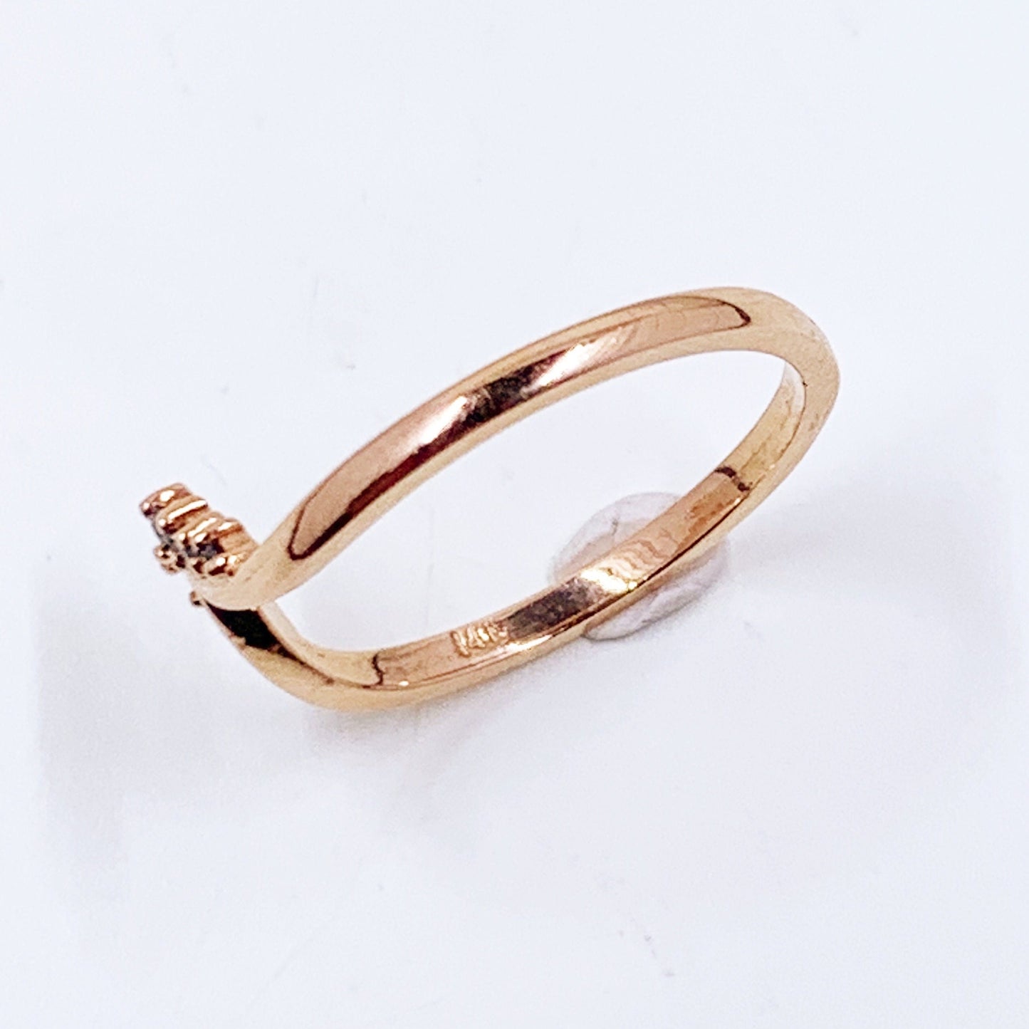 Estate 14k Rose Gold Black Chevron Diamond Ring | 14k Rose Gold Stacking Ring | Size 7 Ring