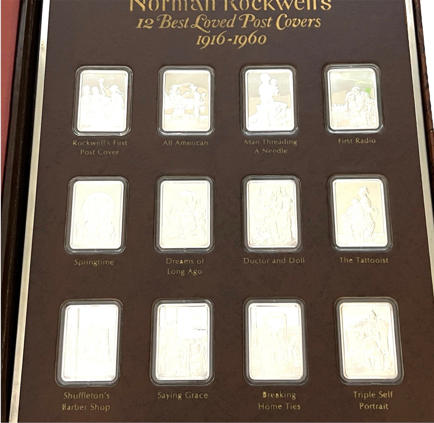 Vintage Fine Silver Ingot Collection Norman Rockwell | Norman Rockwell’s 12 Best Loved Post Covers | 1 OZ Fine Silver Ingot Collection of 12