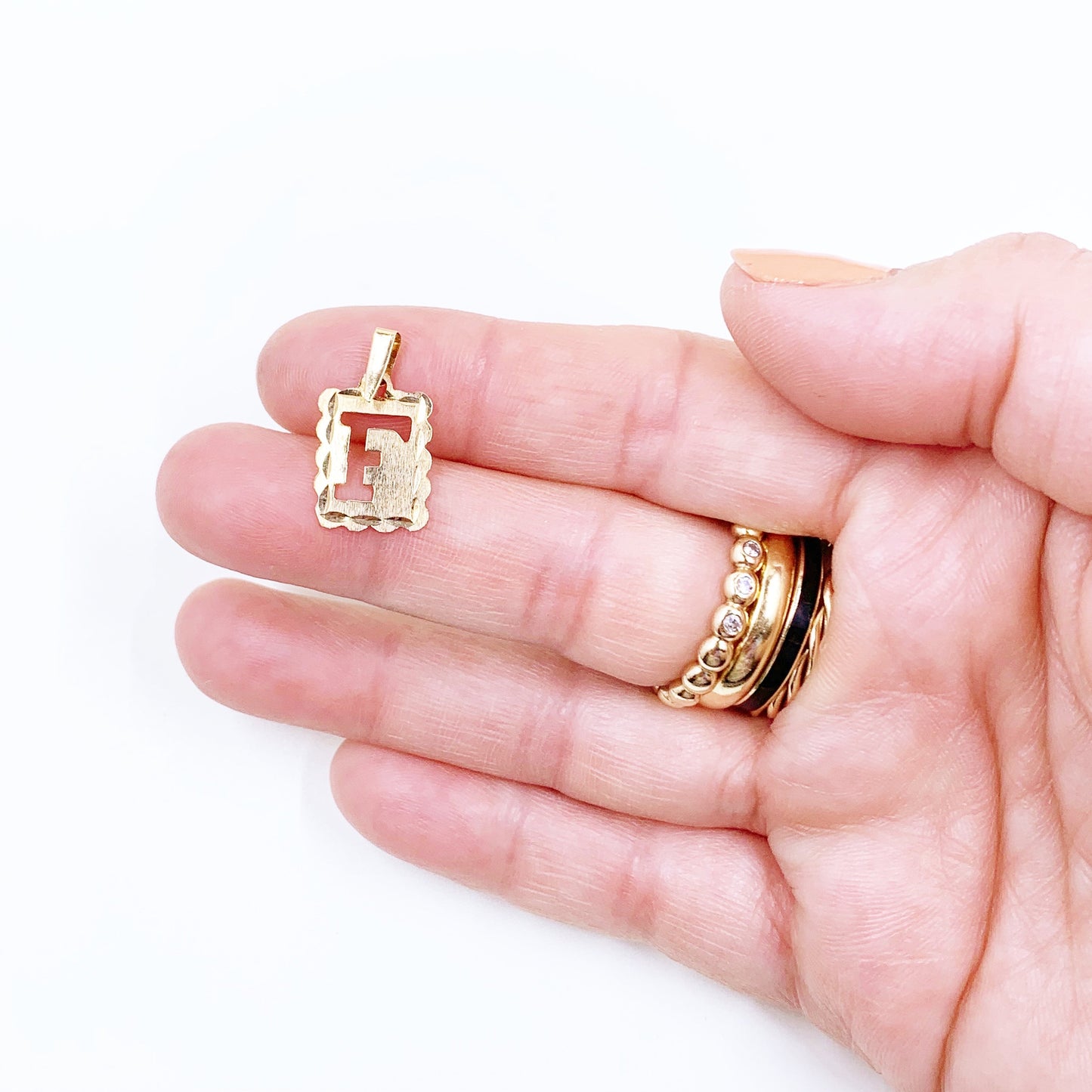 Vintage 10K Letter F Cutout Charm | 10K Yellow Gold Initial F Charm