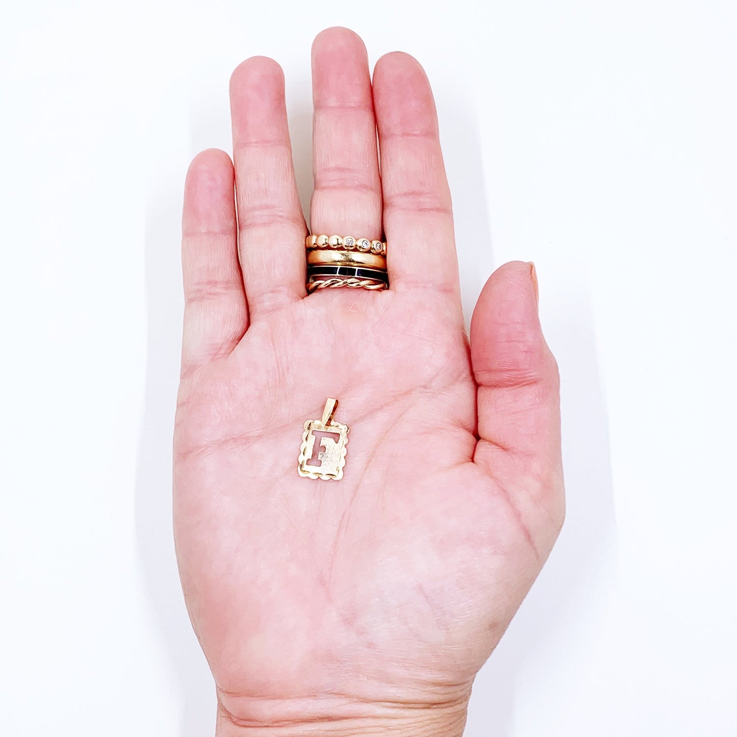 Vintage 10K Letter F Cutout Charm | 10K Yellow Gold Initial F Charm