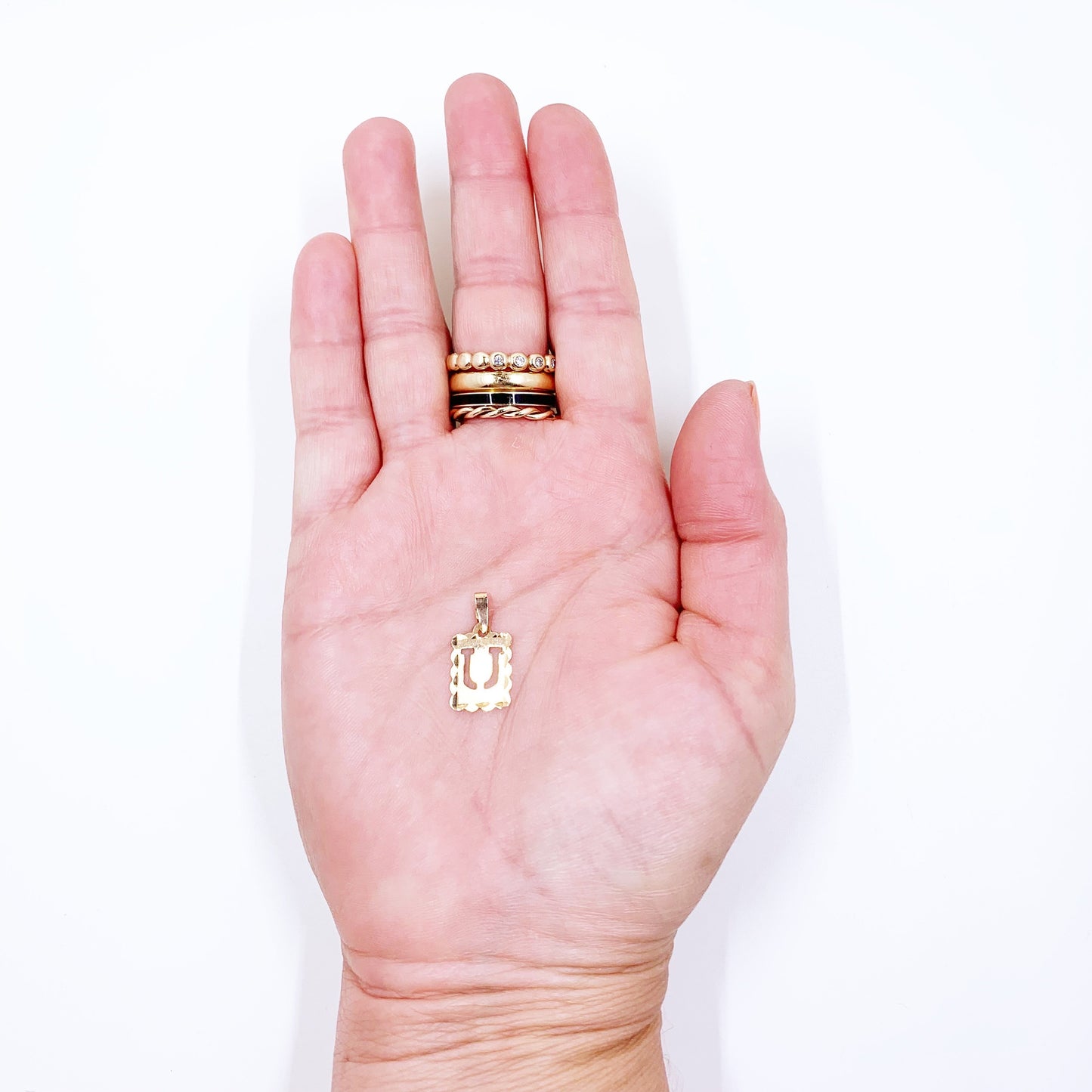 Vintage 10K Letter U Cutout Charm | 10K Yellow Gold Initial U Charm