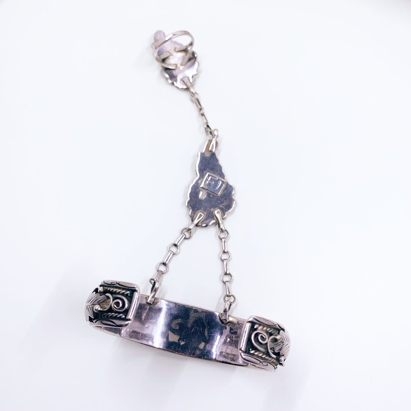 Native American Silver Floral Princess Bracelet Set | Navajo Sterling Bracelet with Ring