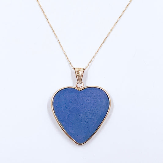 Estate Michael Anthony 10K Gold Mother and Child Heart Cameo Pendant | 10K Gold Porcelain Cameo Pendant with Necklace
