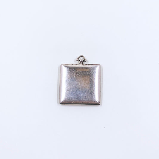 Antique Silver Monogrammed EPS Locket, Engraved Square Locket, ESP Monogram Locket