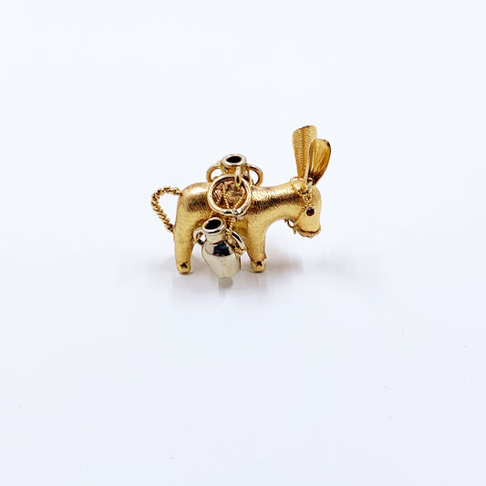 Vintage 19.2k Portuguese Gold Donkey Charm Pendant | 800 Portuguese Gold Burro Charm