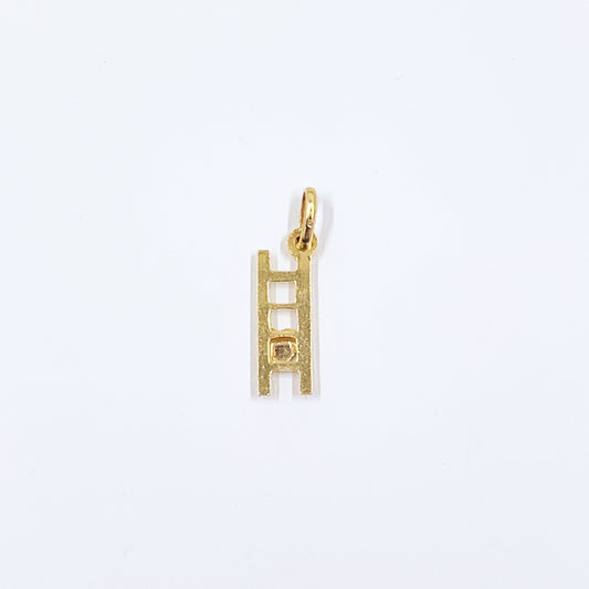 Estate Italian 18K Gold Enamel Heart on Ladder Charm, Enamel 18k Ladder Pendant, 18k and Enamel Stair Charm