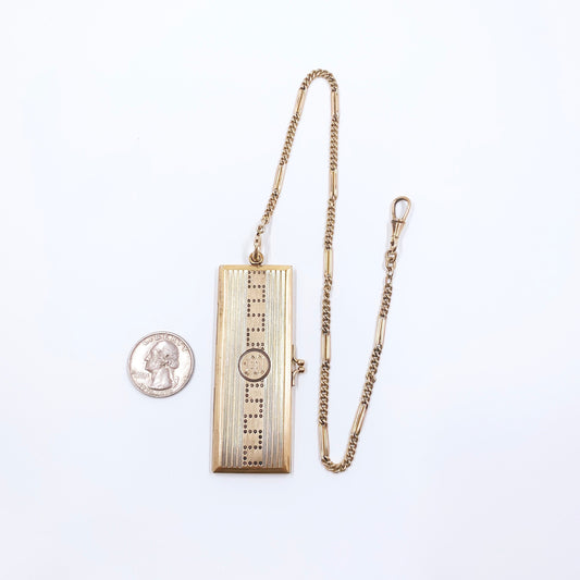 Antique Art Deco Monogrammed M Locket, Order Of Elks Card Holder Fob Locket, H.F. & Bro Fob Locket