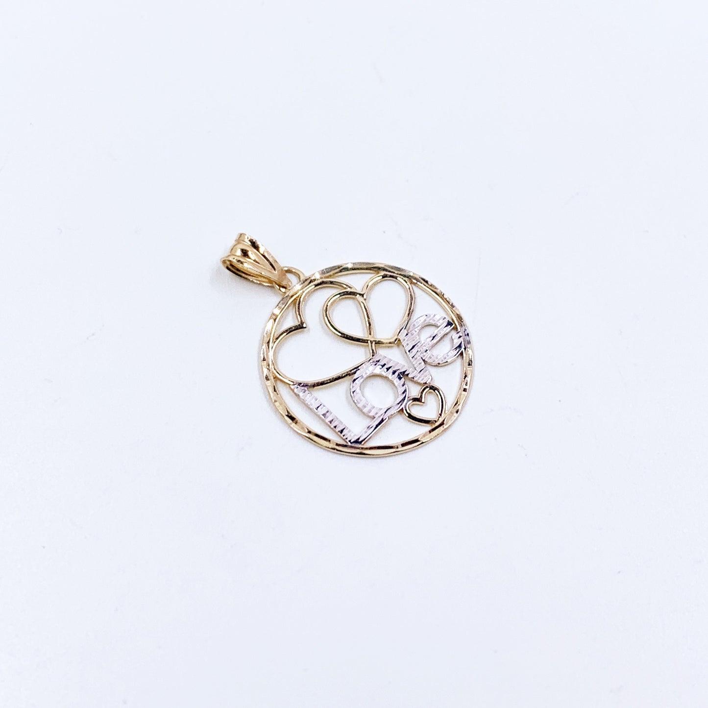 Estate 10k Gold Heart Love Charm, 10K Two Tone Charm