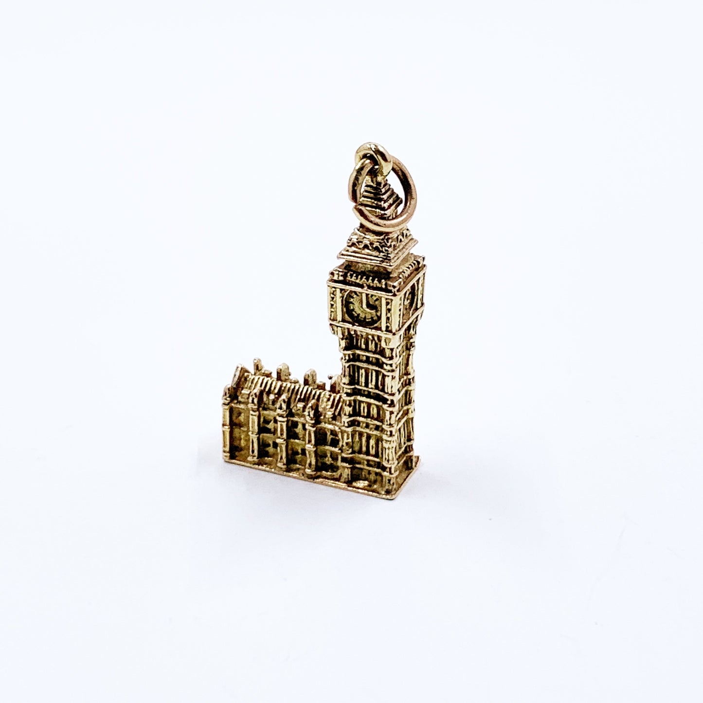 Vintage 9K Big Ben Clock Tower Charm, London Travel Souvenir Pendant