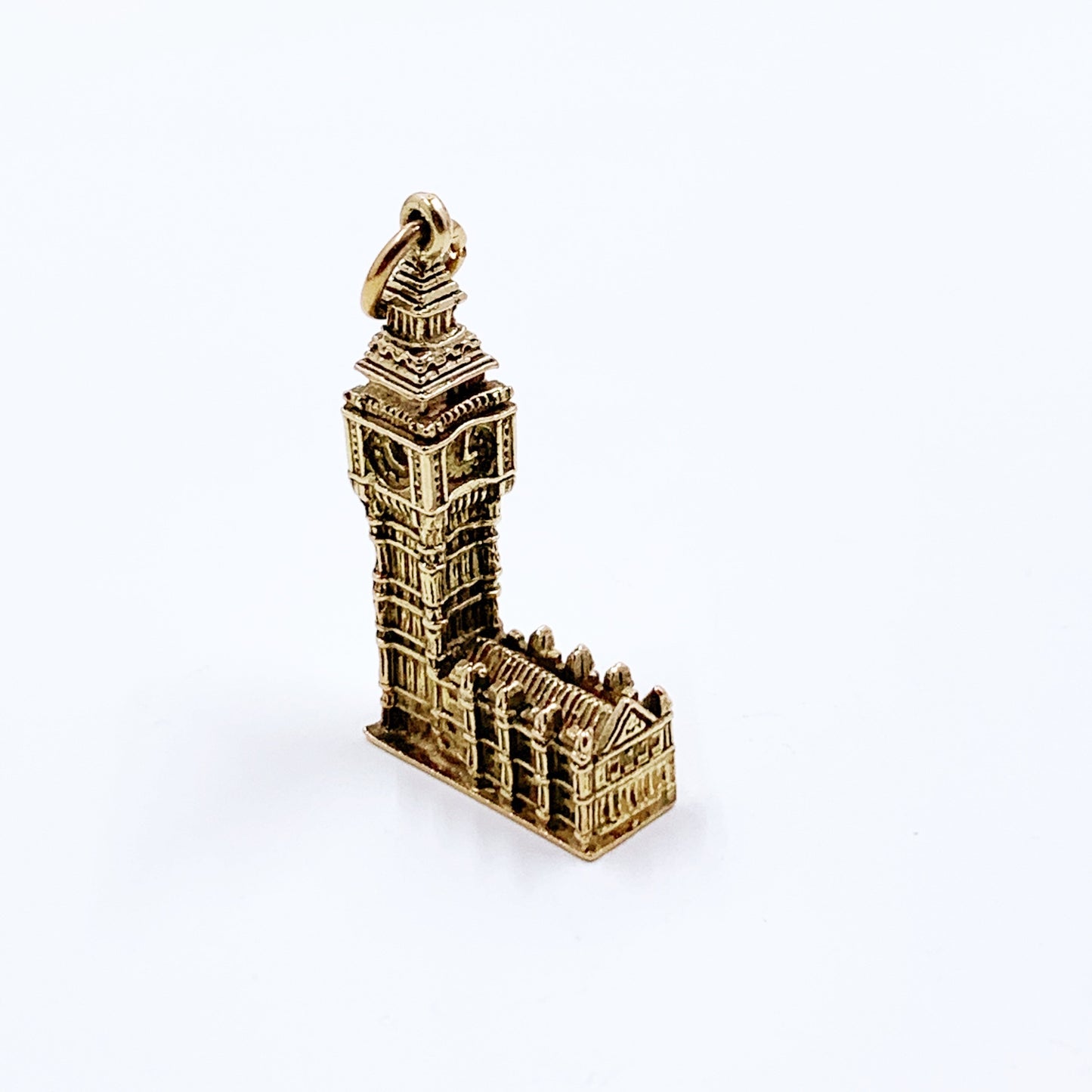 Vintage 9K Big Ben Clock Tower Charm, London Travel Souvenir Pendant