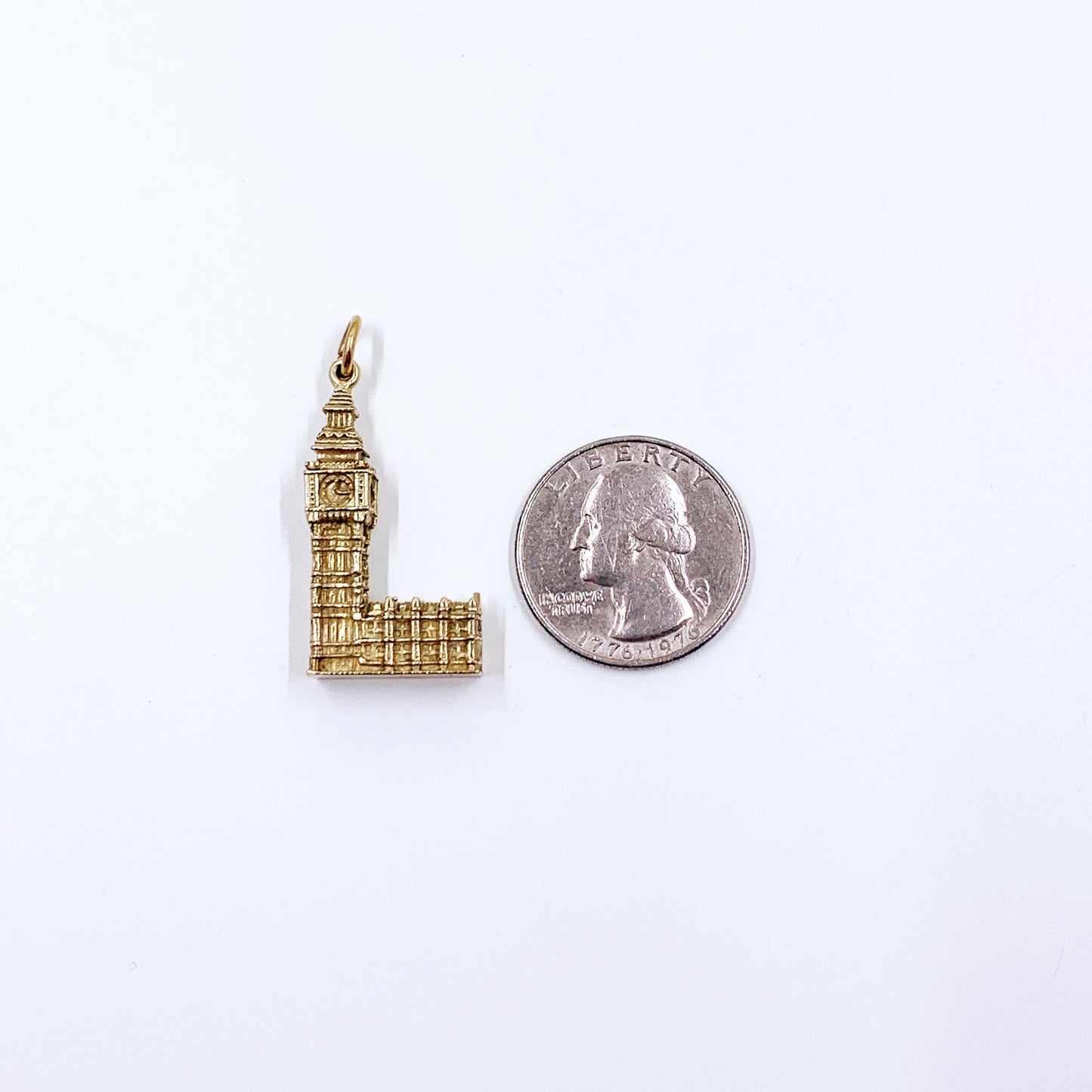 Vintage 9K Big Ben Clock Tower Charm, London Travel Souvenir Pendant