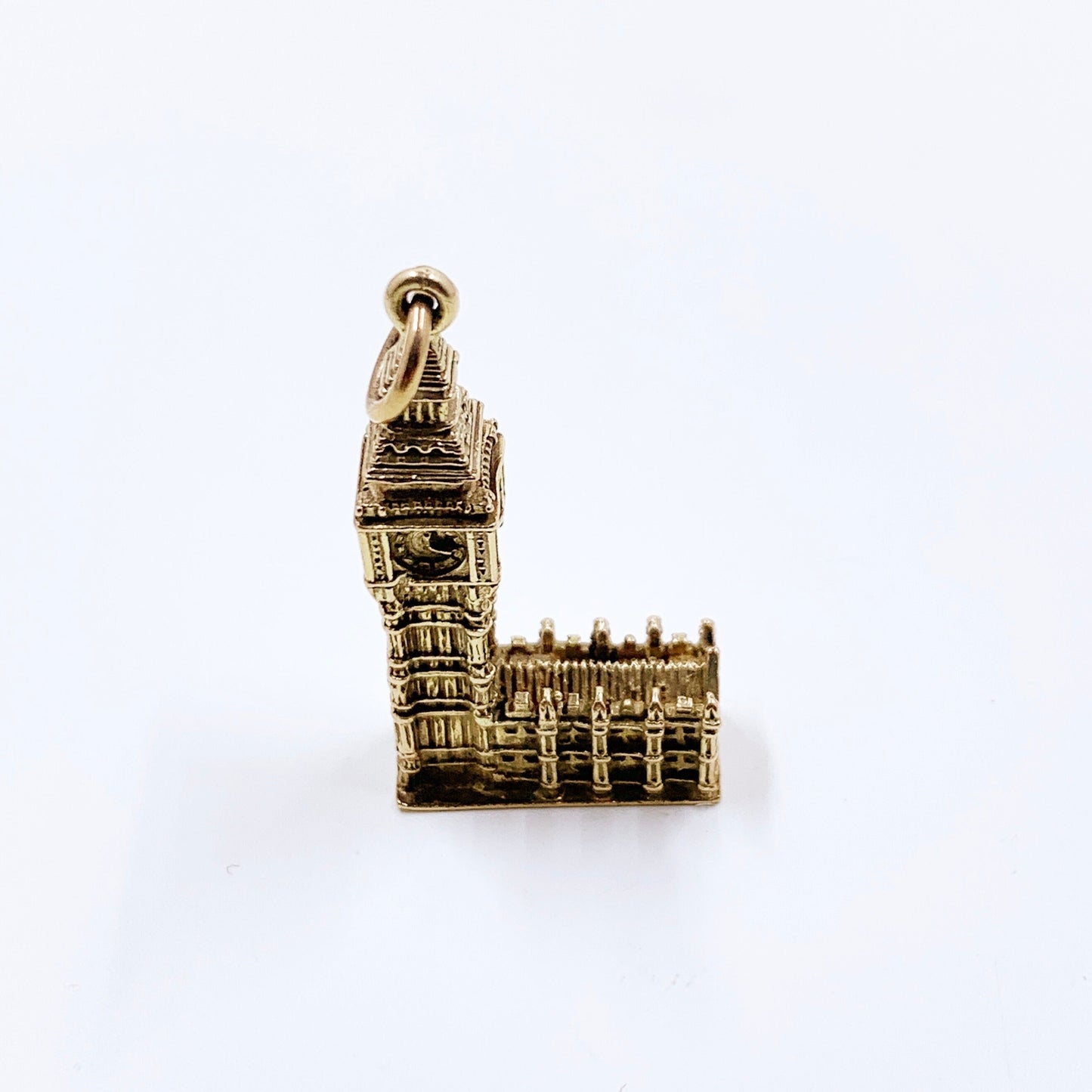 Vintage 9K Big Ben Clock Tower Charm, London Travel Souvenir Pendant
