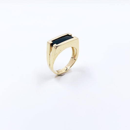 Vintage 14k Onyx Signet Style Ring | Size 10.5 Ring