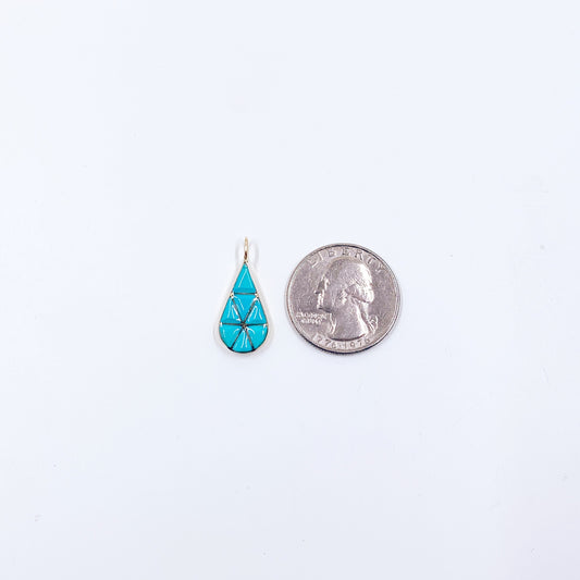 14k Turquoise Inlay Tear Drop Pendant
