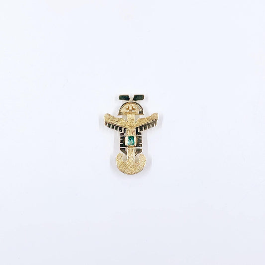 Estate 18K Emerald Pre-Columbian Tolima Style Figural Brooch and Pendant