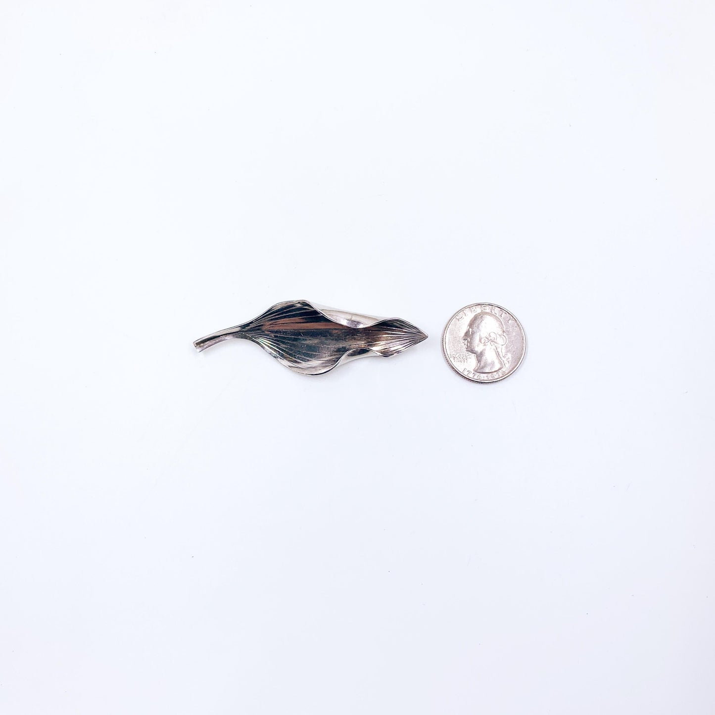 Vintage Danish Modernist Silver Leaf Brooch, Anton Michelsen Gertrude Engel Rougie Brooch