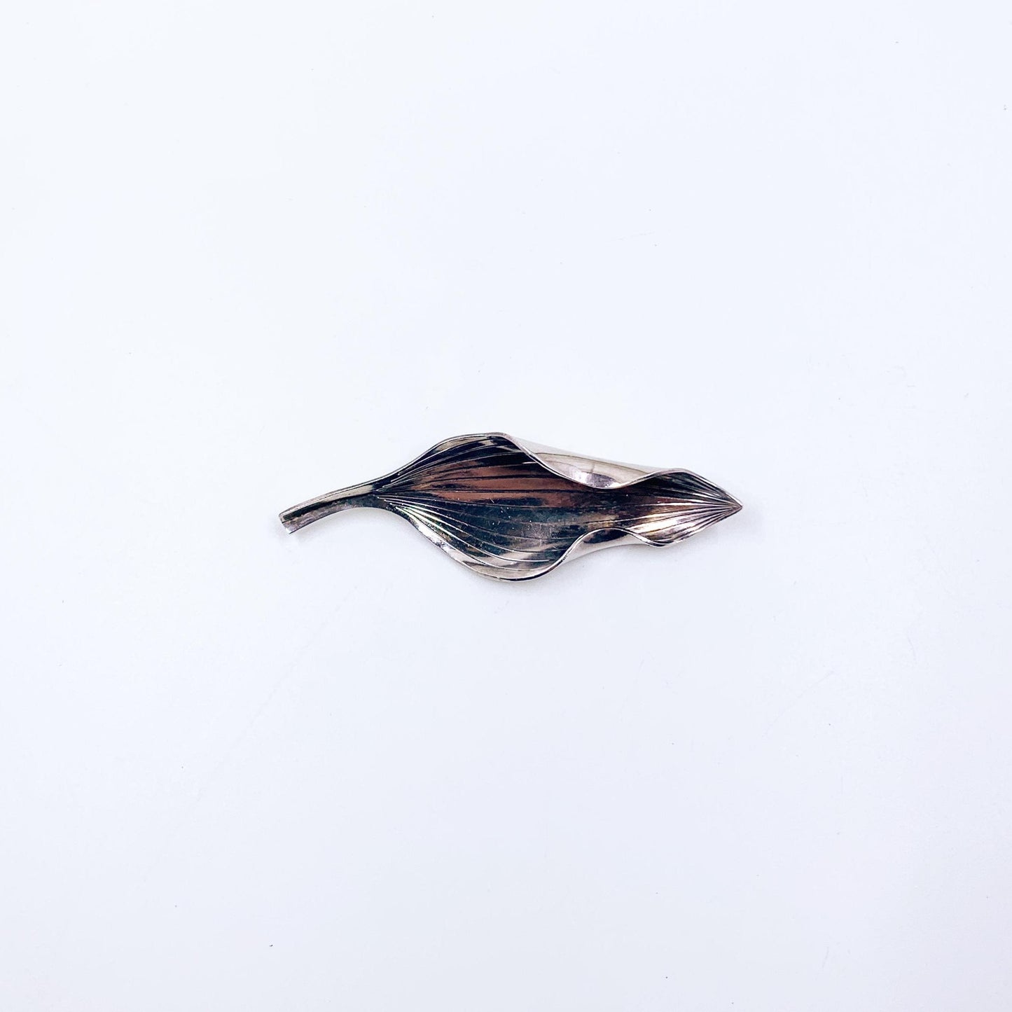 Vintage Danish Modernist Silver Leaf Brooch, Anton Michelsen Gertrude Engel Rougie Brooch