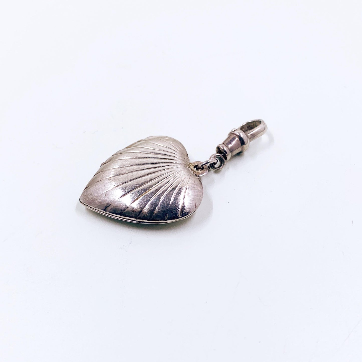 Silver Heart Engraved Locket with Swivel Clip Holder