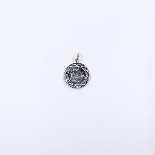 Antique Victorian "Lizzie" Love Token Charm, Hand Engraved Lizzie, US Seated Liberty Quarter Dollar