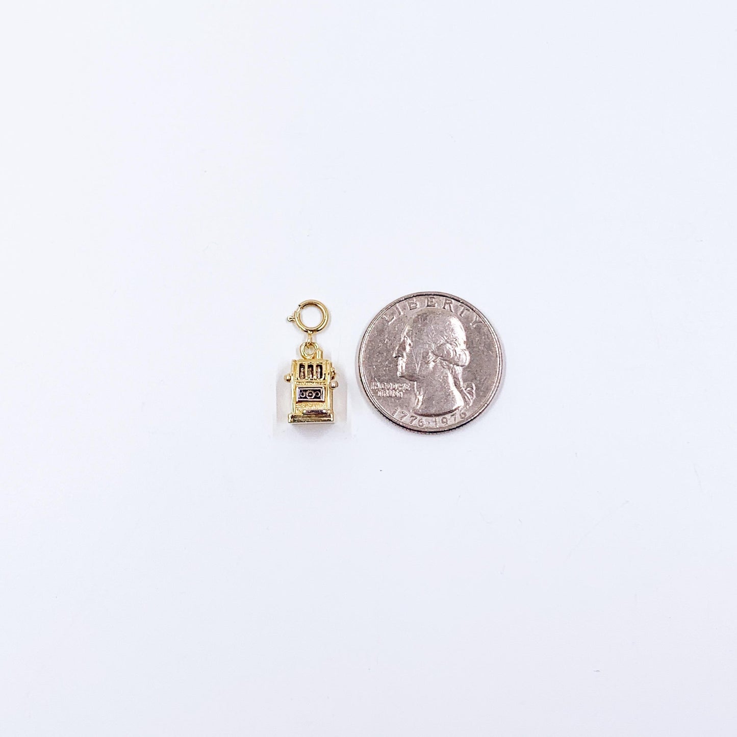 Vintage 14K Gold Slot Machine Charm, 3D Movable Charm, Gambling Jewelry