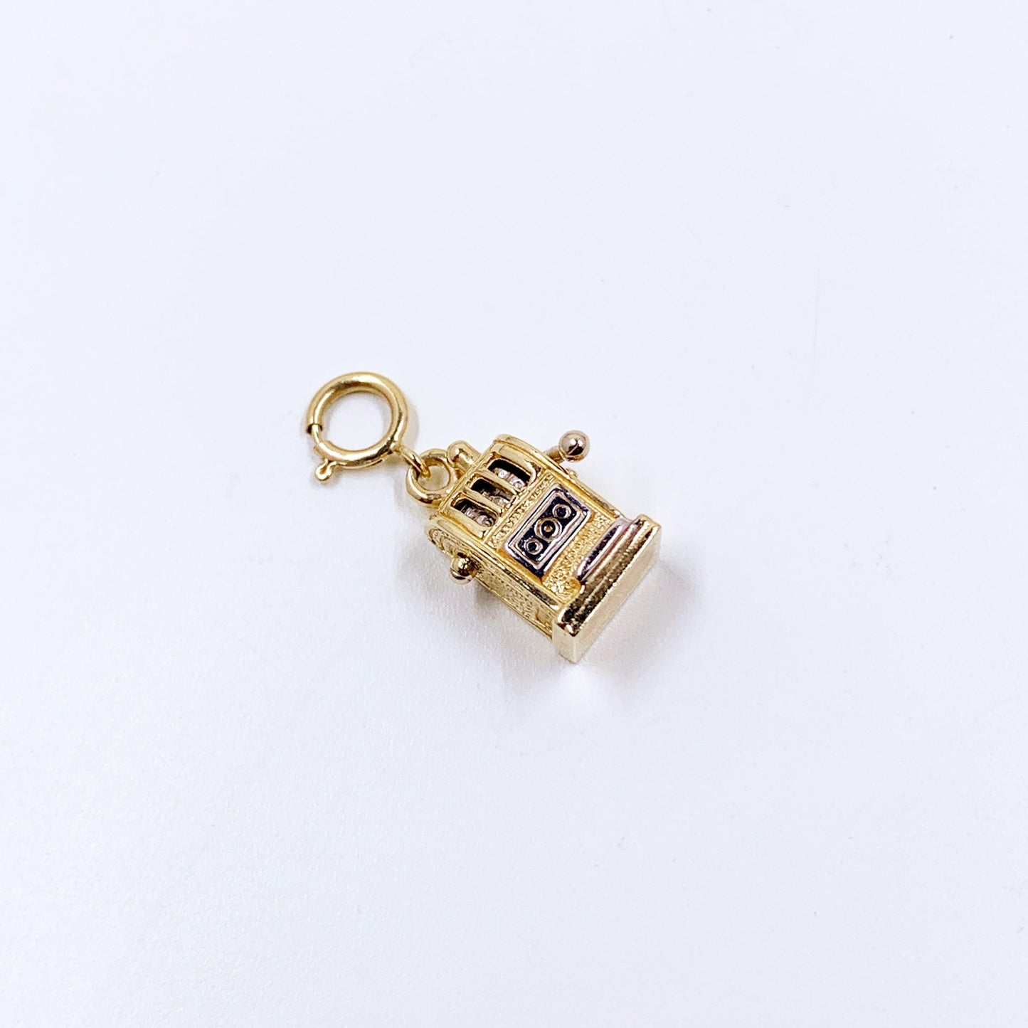 Vintage 14K Gold Slot Machine Charm, 3D Movable Charm, Gambling Jewelry