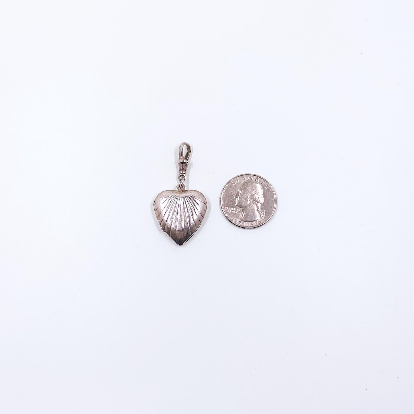 Silver Heart Engraved Locket with Swivel Clip Holder