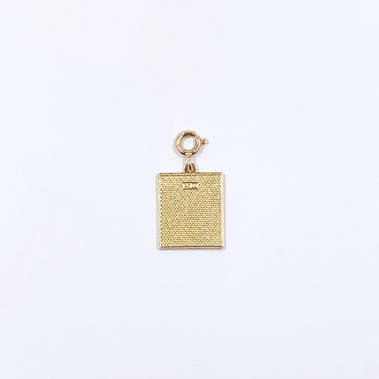 Estate 14k Yellow Gold Enamel Bingo Board Charm Pendant