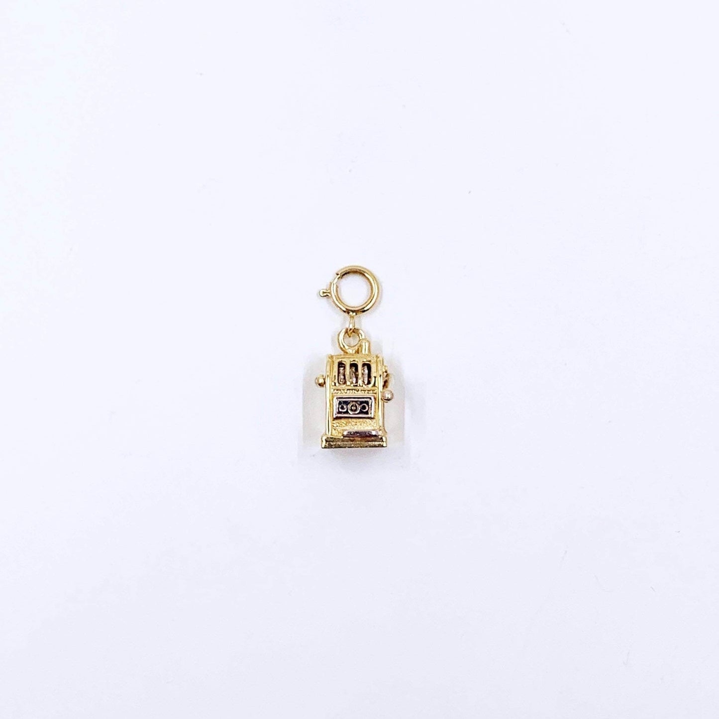 Vintage 14K Gold Slot Machine Charm, 3D Movable Charm, Gambling Jewelry