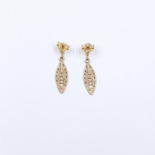Vintage 14k Gold Filigree Leaf Dangle Earrings, Michael Anthony 14K Earrings